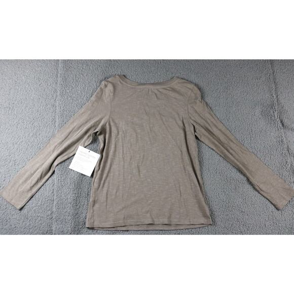 New Pact Organic Womens Small Brown T Shirt Slub Long Sleeve Tee Sample - Picture 2 of 7